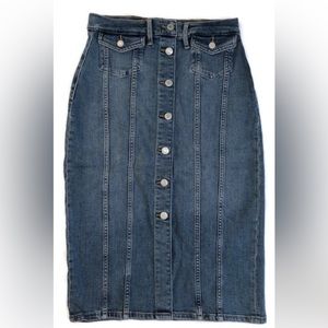 Gap 1961 Button Up Midi Denim Jean Skirt